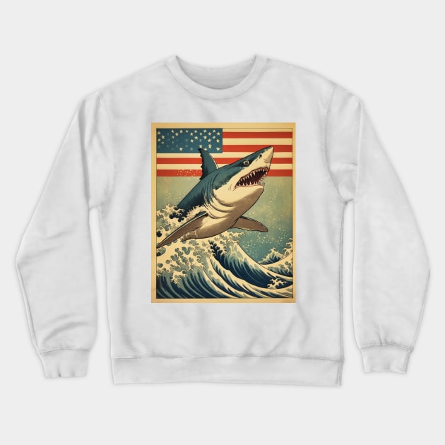 American Flag Patriotism and Freedom Great White Crewneck Sweatshirt by Unboxed Mind of J.A.Y LLC 